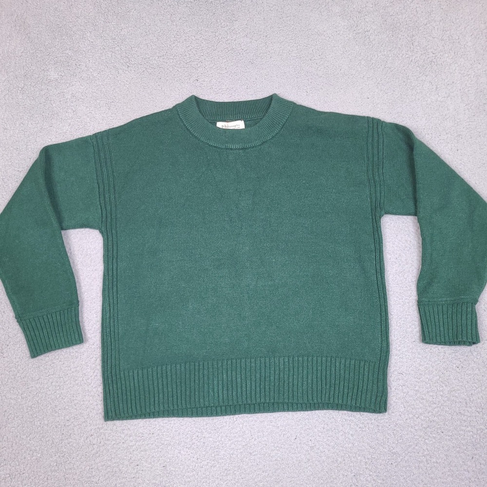 Philosophy Republic Clothing Green Crew Neck Sweater Womens XL Ribbed Knitโ Soft